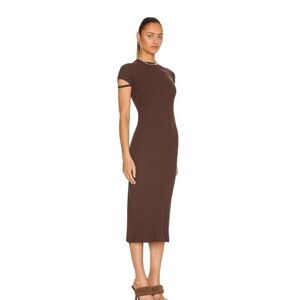 Helmet Lang Brown Ribbed Tee Dress